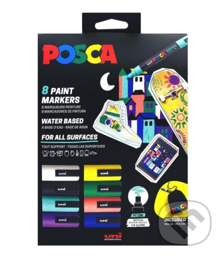 Posca sada popisovačů PC-5M, s bavlněným pytlíkem POSCA, 1,8 - 2,5 mm, mix barev (8 ks) POSCA