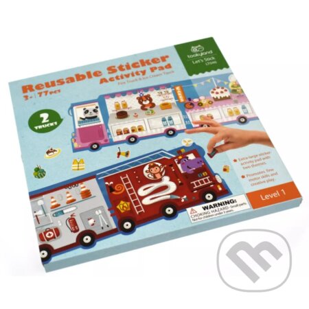 Znovupoužiteľné nálepky Hasičské a Zmrzlinárske auto 2v1