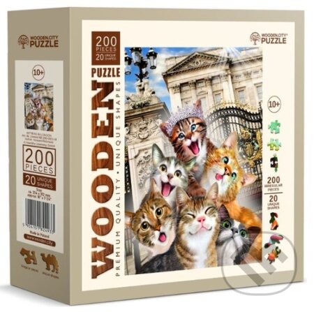 Koťata v Londýně (Dřevěné puzzle) - puzzle z kategorie Zvířata