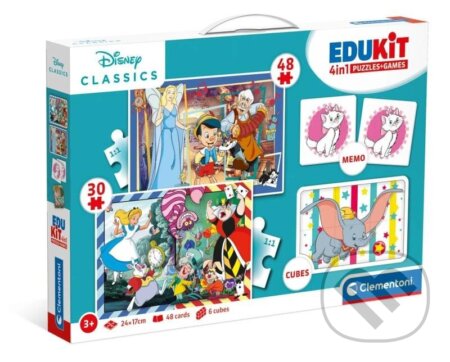 Edukit Disney Classics 4v1 (pexeso, 48 + 30 puzzle, 6 kostek) - hra z kategorie Maxi dílky
