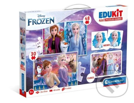 Edukit Frozen 4v1 (pexeso, 48 + 30 puzzle, 6 kostek) - hra z kategorie Maxi dílky
