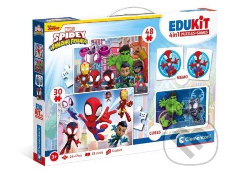 Edukit Spidey a jeho úžasní přátelé 4v1 (pexeso, 48 + 30 puzzle, 6 kostek) - hra z kategorie 15 - 60 dílků