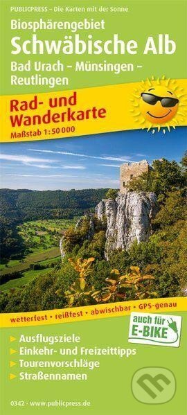 Biosférická oblast Swabian Alb, Bad Urach-Münsingen-Reutlingen 1:50 000 / cyklistická a turistická mapa (freytag&berndt)