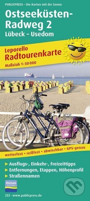 Baltské pobřeží 2, Cyklotrasa Lübeck-Usedom 1:50 000 / cyklistická mapa (freytag&berndt)