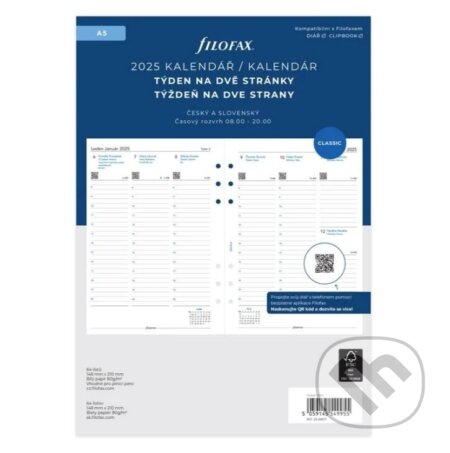 FILOFAX kalendář 2025 A5, týden/2 str, linky, ČJ+SJ (FILOFAX)