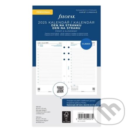 FILOFAX kalendář 2025 osobní, den/1 str, linky, ČJ+SJ (FILOFAX)