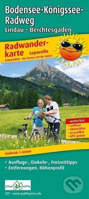 Bodamské jezero-Königssee, Lindau-Berchtesgaden 1:50 000 / cyklistická mapa (freytag&berndt)