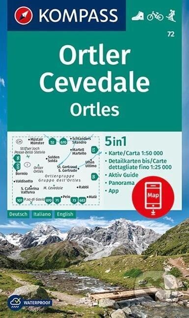 Ortler/Ortles, Cevedale 1:50 000 / turistická mapa 72