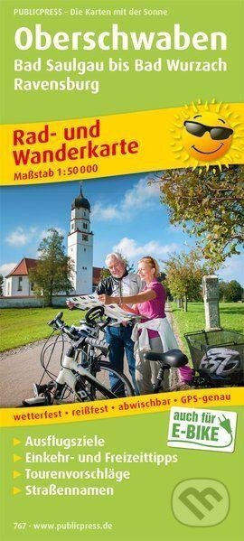 Horní Švábsko, Bad Saulgau do Bad Wurzach, Ravensburg 1:50 000 / cyklistická a turistická mapa (freytag&berndt)