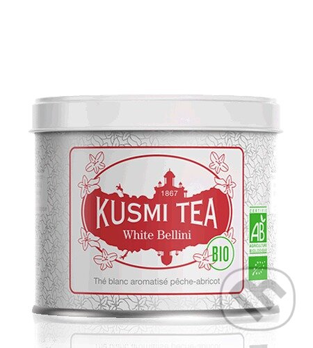 Kávy a čaje: Kusmi Tea Sypaný biely čaj White Bellini Bio, kovová dóza 90 g (Kusmi Tea). Kusmi Tea, 2024