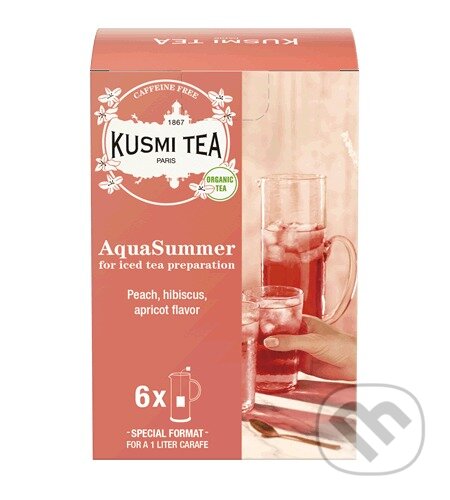 Kávy a čaje: Kusmi Tea Porciovaný ovocný čaj AquaSummer Bio, 6 velkých vrecúšok (Kusmi Tea). Kusmi Tea, 2024