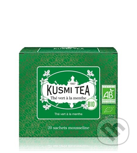 Kávy a čaje: Kusmi Tea Porciovaný zelený čaj Spearmint green tea Bio, 20 vrecúšok (Kusmi Tea). Kusmi Tea, 2024