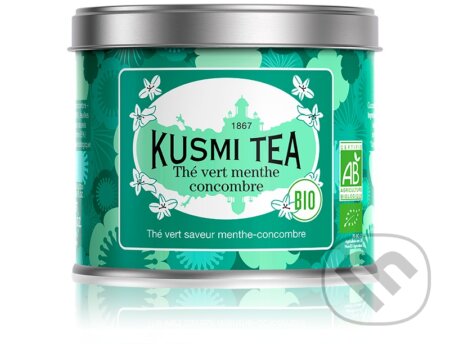 Kávy a čaje: Kusmi Tea Sypaný zelený čaj s mätou a uhorkou Bio, kovová dóza 100 g (Kusmi Tea). Kusmi Tea, 2024