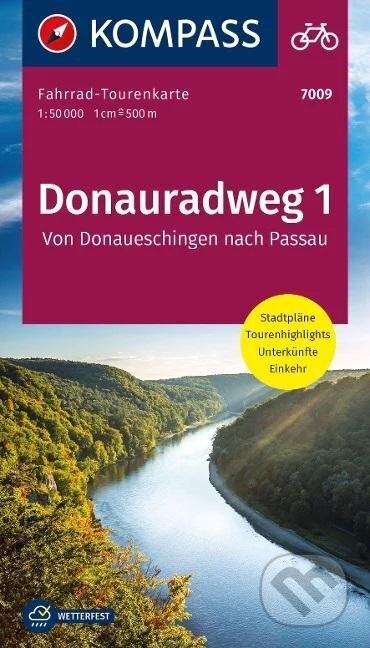 Dunajské cyklostezky 1, z Donaueschingenu do Pasova 1:50 000 / cykloturistická mapa KOMPASS 7009 (Marco Polo)