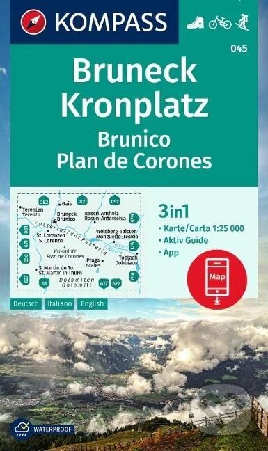 Kniha: Bruneck, Plan de Corones / Brunico, Plan de Corones 1:25 000 / turistická mapa KOMPASS 045 (Marco Polo)