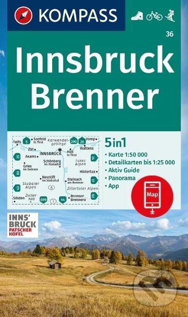 Kniha: Innsbruck, Brenner 1:50 000 / turistická mapa KOMPASS 36 (Marco Polo)