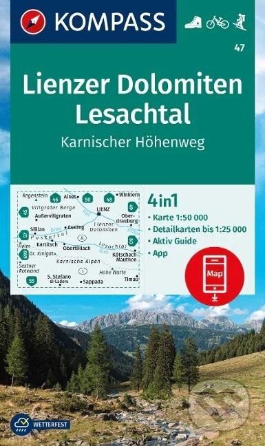 Kniha: Lienz Dolomity, Lesachtal, Karnischer Höhenweg 1:50 000 / turistická mapa KOMPASS 47 (Marco Polo)