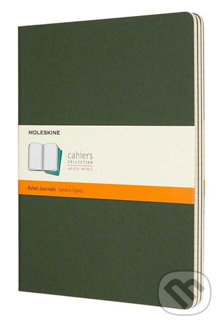 Moleskine - sada 3 zošitov (zelená väzba) (veľké, linajkované)