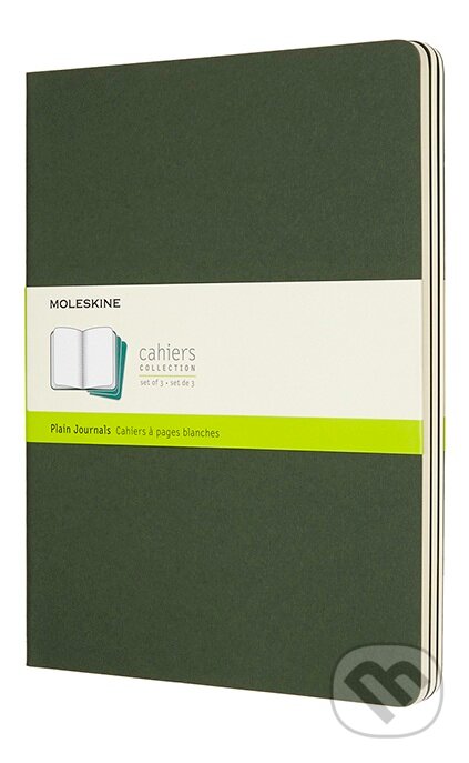 Moleskine - sada 3 zošitov (zelená väzba) (veľké, čisté)