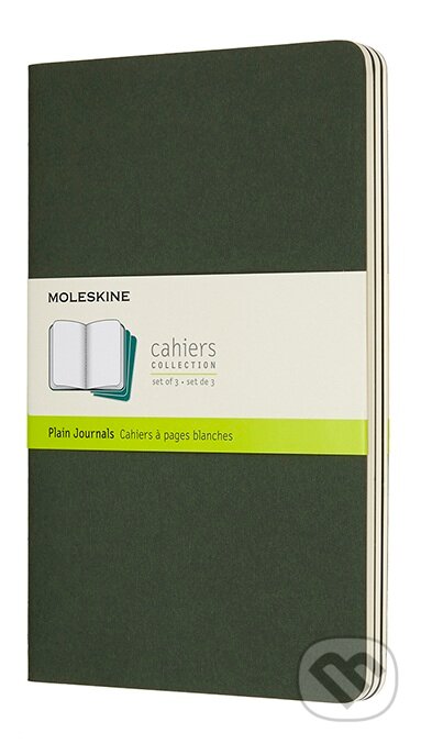 Moleskine - sada 3 zelených zošitov (stredné, štvorčekované, mäkká väzba)