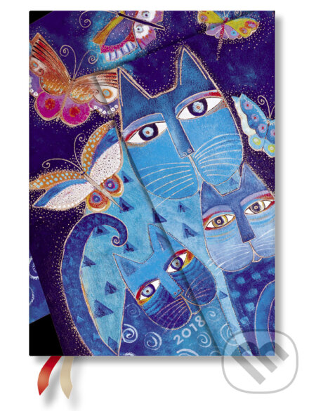 Paperblanks - diár Blue Cats & Butterflies 2018, Paperblanks, 2017