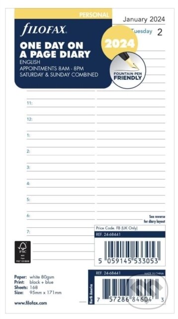 Filofax Personal day per page appointments Diary 2024 (FILOFAX). FILOFAX, 2024