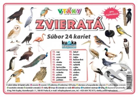 Súbor 24 kariet - Zvieratá (vtáky), Kupka, 2017