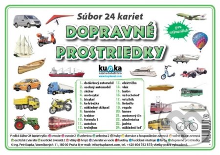 Súbor 24 kariet - Dopravné prostriedky - Petr Kupka, Kupka, 2017