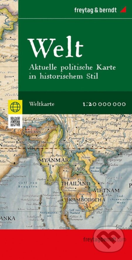 Kniha: Mapa světa 1:20 000 000 / aktuální mapa v antickém stylu (freytag&berndt)