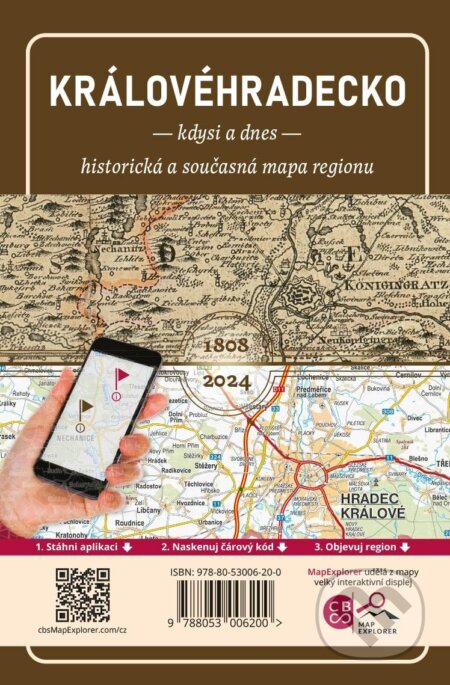 Kniha: Královéhradecko kdysi a dnes - historická a současná mapa regionu (Malované Mapy)
