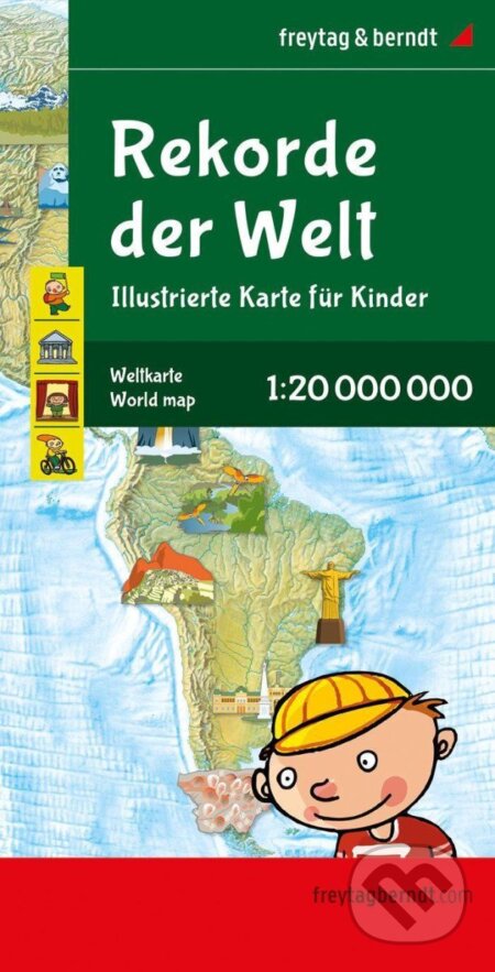 Kniha: Mapa světa pro děti (Světové rekordy) 1:20 000 000 / nástěnná mapa (freytag&berndt)