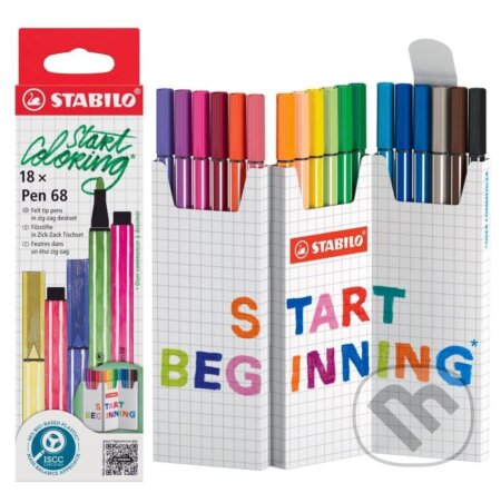 Prémiový vláknový fix STABILO Pen 68 -  Zick-Zack deskset 18 ks