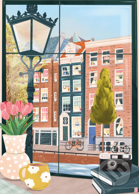 Amsterdam z kaviarne - Katy Simply - puzzle z kategorie 500 - 1000 dílků