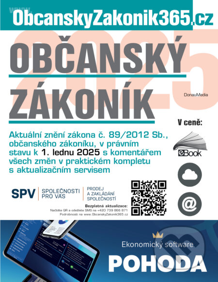 E-kniha: Občanský zákoník 2025 s úvodním komentářem změn (Autorský kolektív). DonauMedia, 2025