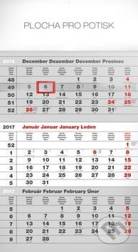 Štandard šedý 3mesačný - nástenný kalendár 2017, Presco Group, 2015