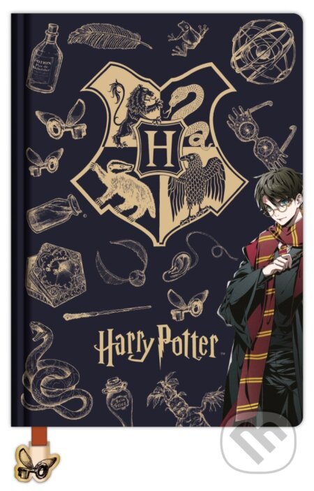 Harry Potter blok A5 námořnická modrá a zlatá