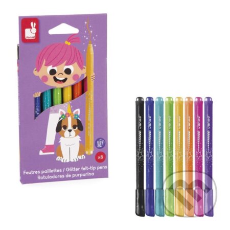 Janod Colorino Detské fixky s glitrami 8 farieb od 3 rokov (Janod)