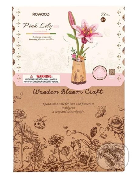 3D Dřevěná skládačka: Růžová lilie - hra z kategorie Stavebnice