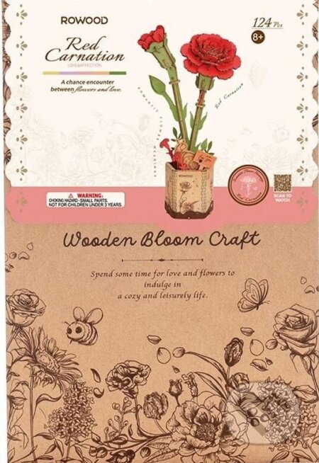 RoboTime 3D dřevěná skládačka Červený karafiát