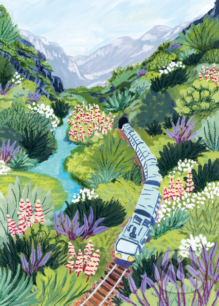 Cestovanie vlakom - Sarah Gesek Studio - puzzle z kategorie 500 - 1000 dílků