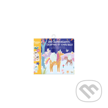 AUZOU Znovupoužiteľné samolepky s predlohami JEDNOROŽCE A KONÍKY 200 ks