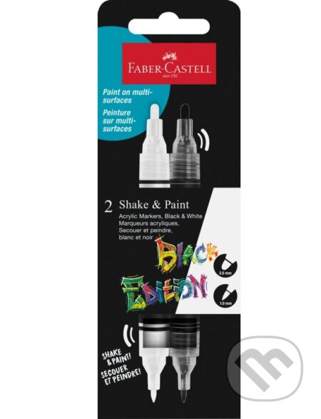 Akrylové popisovače Black Edition Shake&Paint, biela a čierna