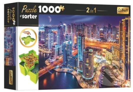 TREFL Puzzle s třídičem 2v1 Noční Dubaj 1000 dílků