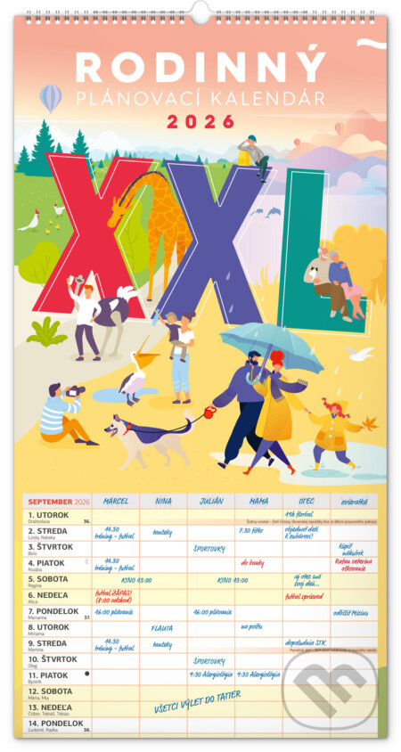 NOTIQUE Nástenný Rodinný plánovací kalendár XXL 2026 (Notique)