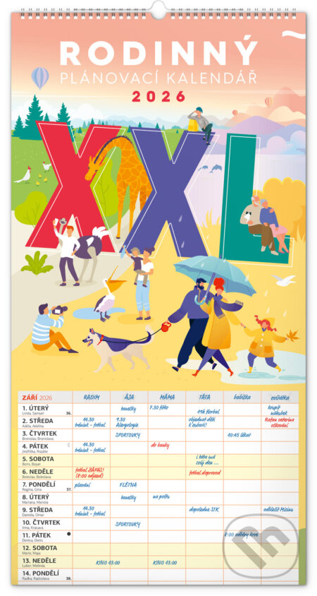NOTIQUE Nástěnný Rodinný plánovací kalendář XXL 2026 (Notique)