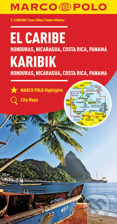 El Caribe / Karibik (Honduras, Nicaragua, Costa Rica, Panama (mierka hlavnej mapy: 1:2 500 000 ))