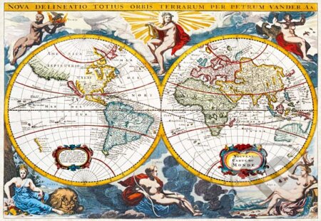 Kópia: Mapa sveta z 18. storočia - Pieter Vander, Castorland