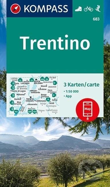 Kniha: Trentino 1:50 000 / sada 3 turistických map KOMPASS 683 (Marco Polo). Marco Polo, 2021