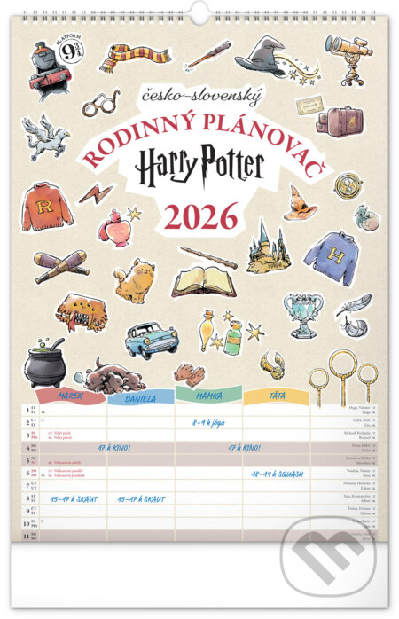 NOTIQUE Nástenný Rodinný plánovací kalendár Harry Potter 2026 (Notique)
