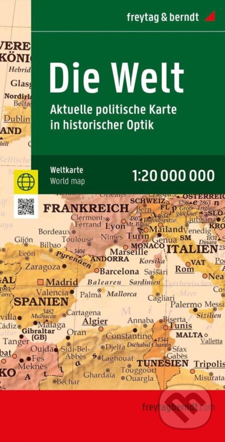 Kniha: Mapa světa 1:20 000 000 / aktuální mapa ve starožitném stylu (nástěnná) (freytag&berndt). freytag&berndt, 2025